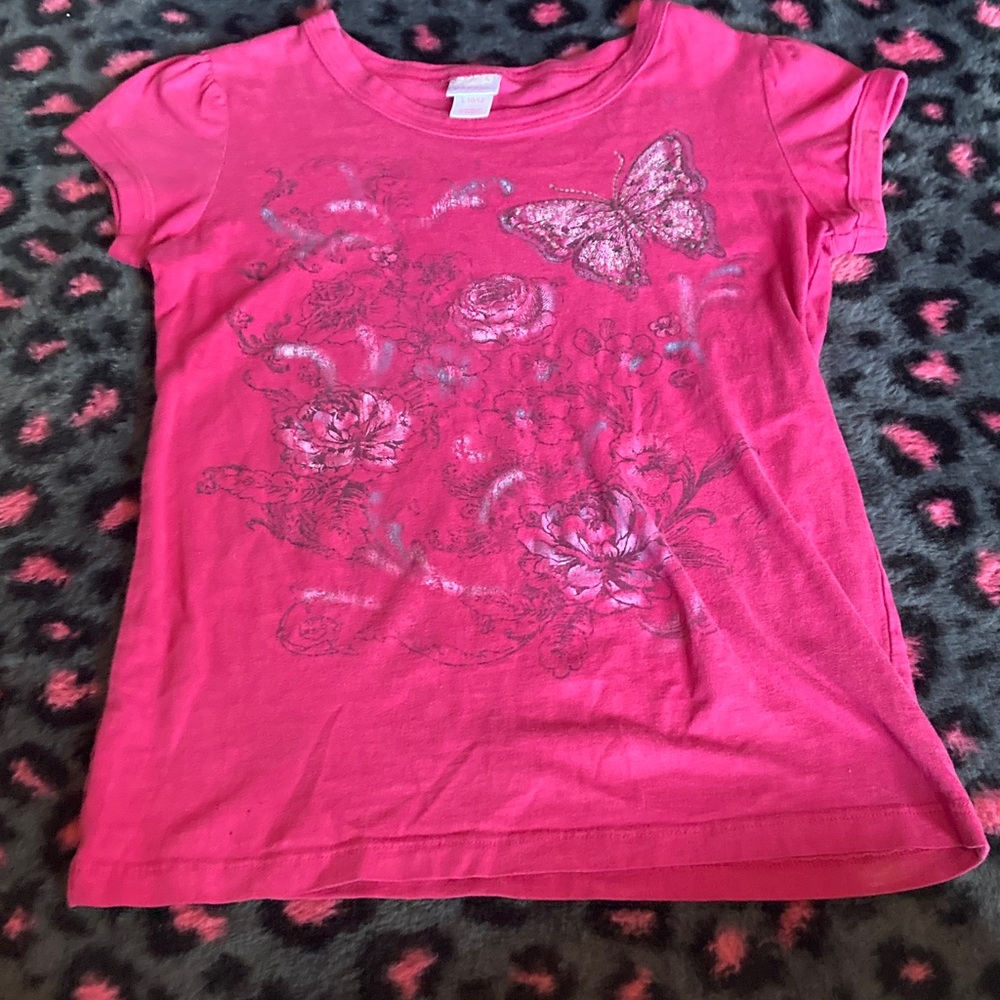 Xhilaration Y2K Pink Floral Butterfly Tee